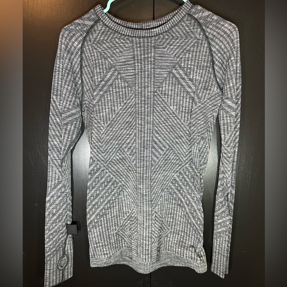 Lululemon Shirt Women's Heather Black Gray Rest Less Ribbed Thermal Athletic